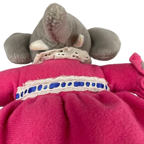 Vintage Gund Queen Celeste Babar Elephant Plush 1991 Cartoon Pink Dress Small 8” - Picture 10 of 12